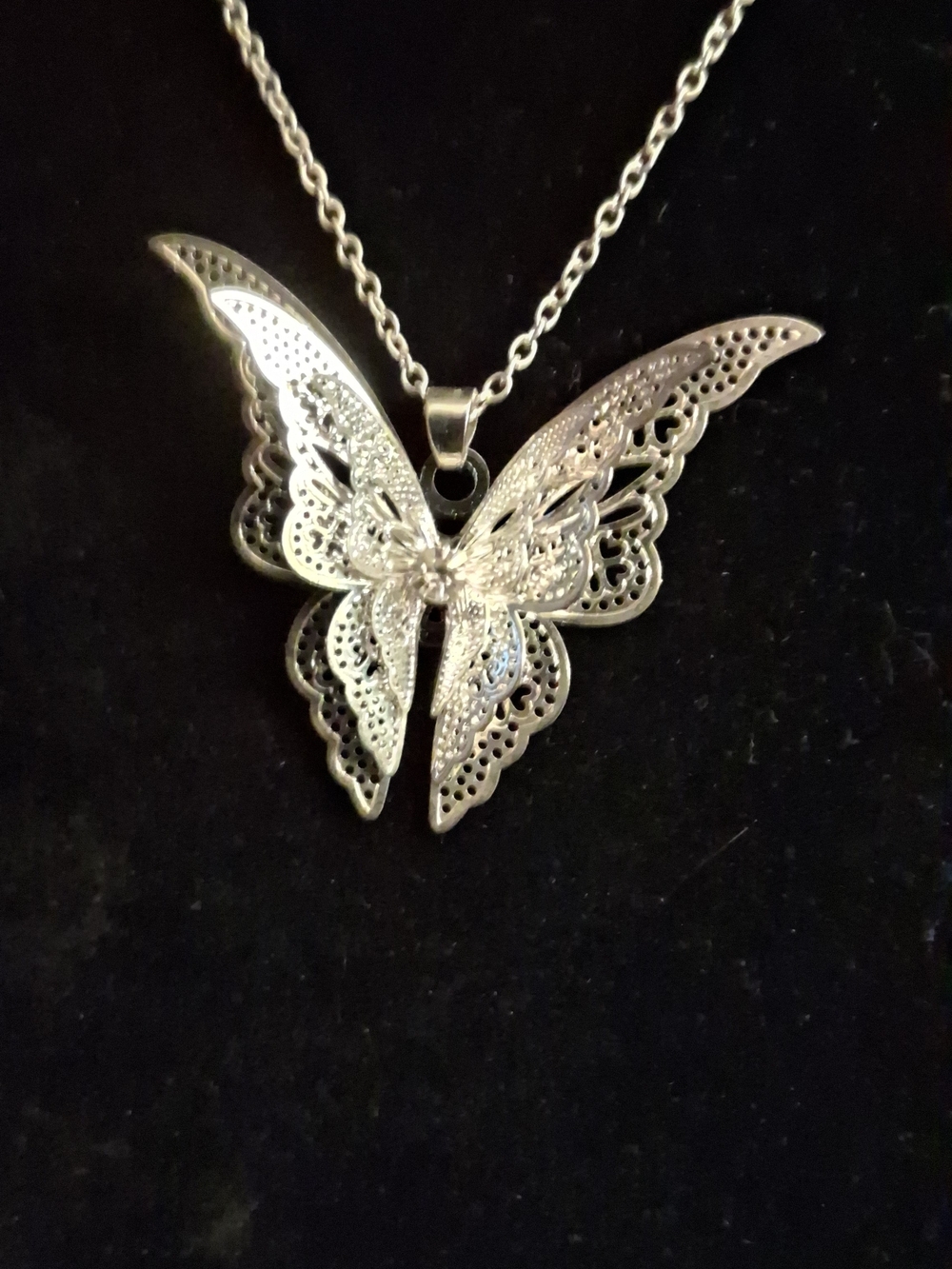 Silver Butterfly Pendant Necklace - Women's Jewelry